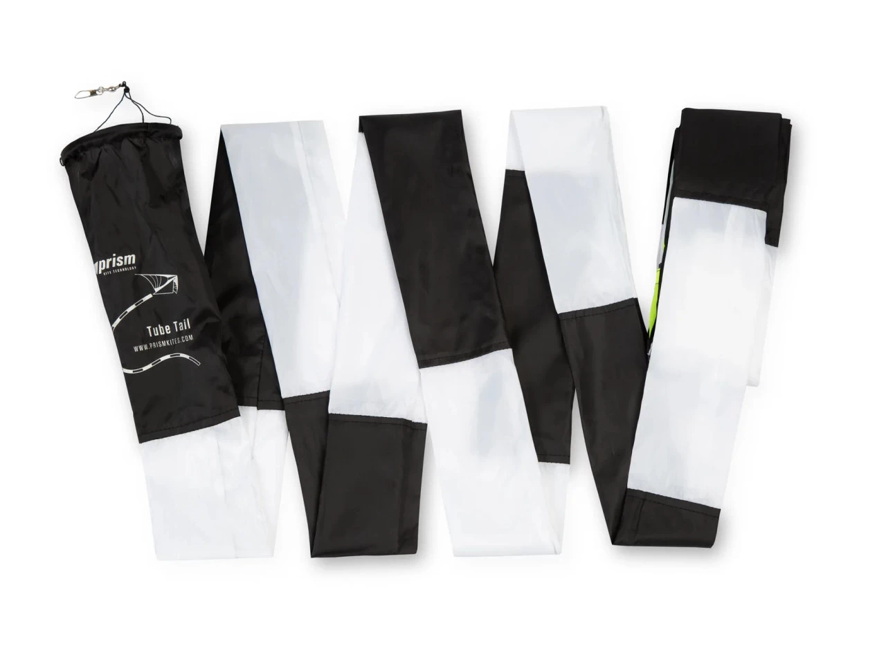 Prism Designs - Black & White With Neon Yellow Tip - 20' Tube Tail 3 Prism Designs - Black & White With Neon Yellow Tip - 20' Tube Tail